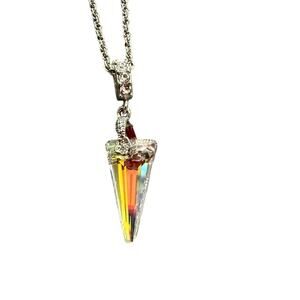 Forever 21 Crystal Pendant Silver Tone Necklace